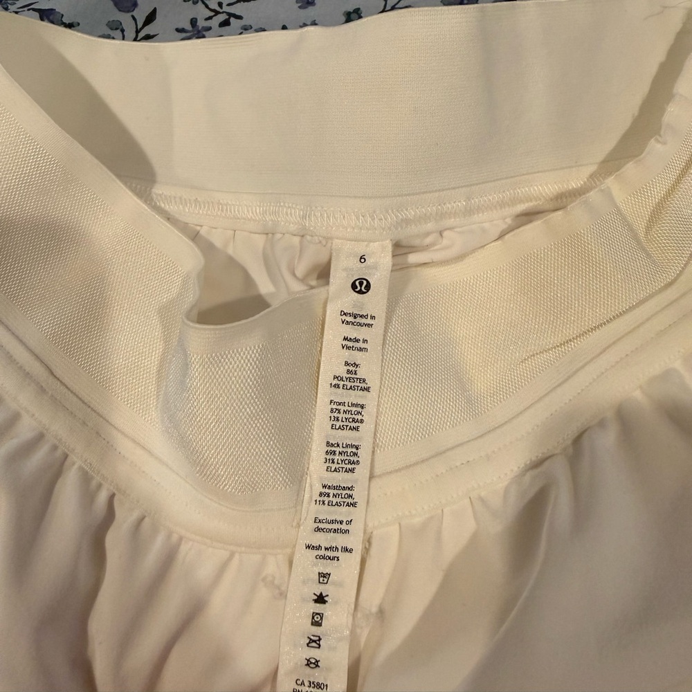 Lululemon White Tennis Skirt